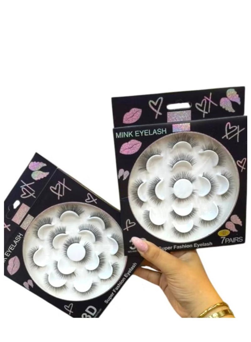 3D Mink Lashes: Glamorous Look and Long-Lasting Natural Volume - 7 Pairs - Image 1